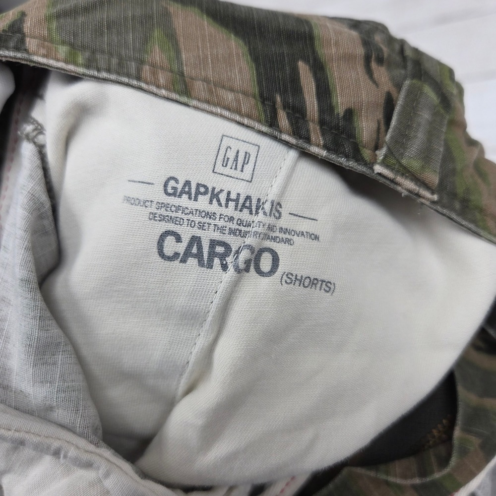 Vtg 2003 GAP Cargo Shorts Men 38 Green Tiger Stripe Camo Ripstop Utility Relaxed - Picture 8 of 12
